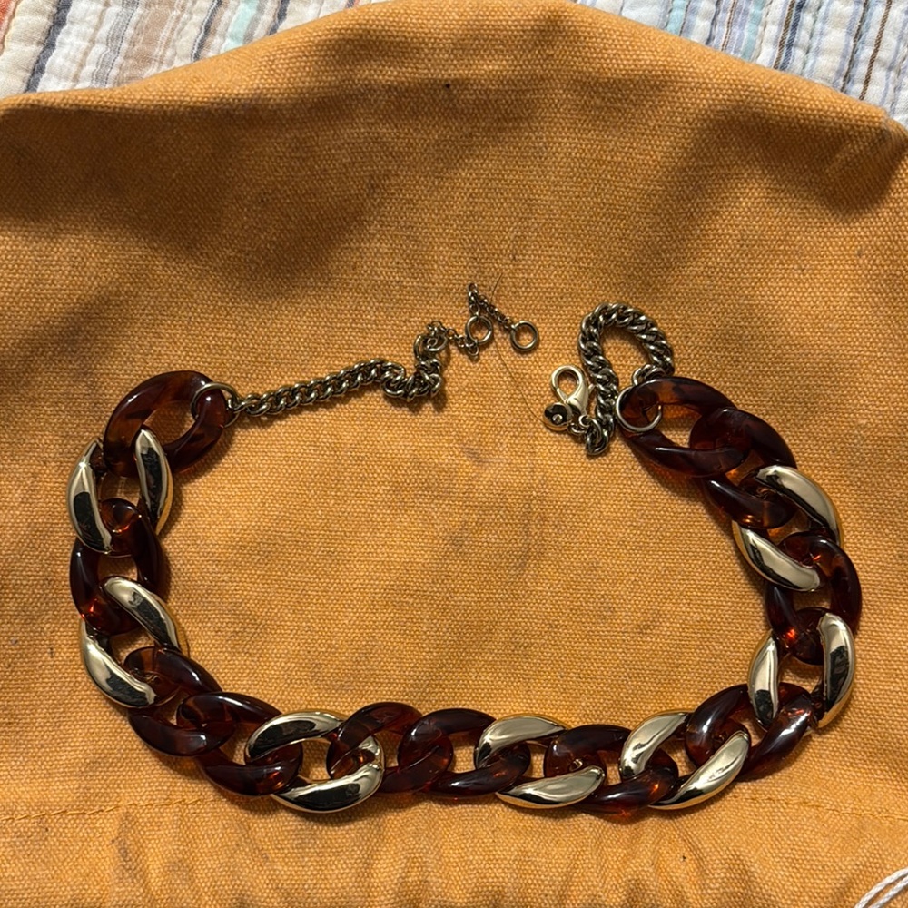 Chunky Brown and Gold Chain Necklace JCREW FACTORY
